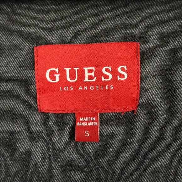 Guess Jacket Womens Small S Black Denim Colbie Sherpa Collar Cutoff Cropped Jean - Picture 5 of 10